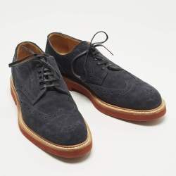 Pre Owned Louis Vuitton Size 41 Navy Blue Suede Brogues