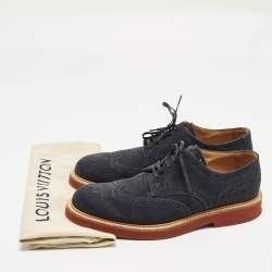 Pre Owned Louis Vuitton Size 41 Navy Blue Suede Brogues