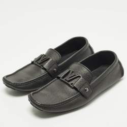 Pre Owned Louis Vuitton Monte Carlo Size 41.5 Black Leather Loafers