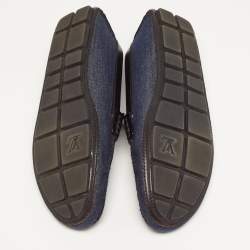 Pre Owned Louis Vuitton Monte Carlo Size 43.5 Blue/Brown Denim and Leather Loafers