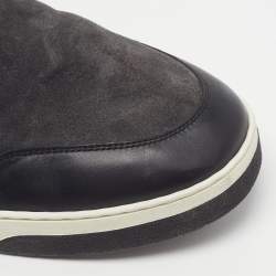 Pre Owned Louis Vuitton Propeller Size 46 Grey/Black Damier Canvas, Leather and Suede High Top Sneakers