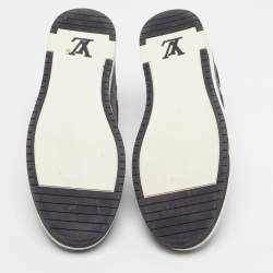 Pre Owned Louis Vuitton Propeller Size 46 Grey/Black Damier Canvas, Leather and Suede High Top Sneakers