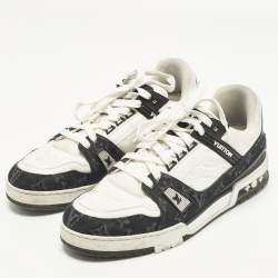 Pre Owned حذاء رياضي لوي فيتون LV مدرب جي نز وقماش ونقشة مونوغرام أبيض/أسود مقاس 44.5