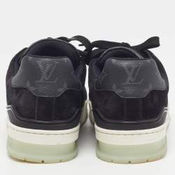 Pre Owned Louis Vuitton LV Trainer Size 42 Black Monogram Canvas and Suede Low Top Sneakers