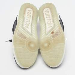Pre Owned Louis Vuitton LV Trainer Size 42 Black Monogram Canvas and Suede Low Top Sneakers