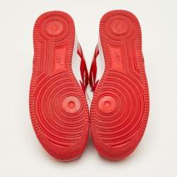 Pre Owned Louis Vuitton x Nike Air Force 1 Virgil Abloh Size 43.5 Red/White Monogram Canvas and Leather Sneakers