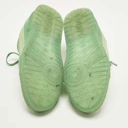 Pre Owned Louis Vuitton LV Trainer Size 40 Green Monogram Canvas and Suede Lace Up Sneakers