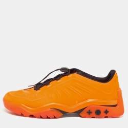 Pre Owned Louis Vuitton Millenium Size 44 Neon Orange Rubber Low Top Sneakers