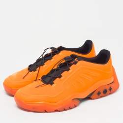 Pre Owned Louis Vuitton Millenium Size 44 Neon Orange Rubber Low Top Sneakers