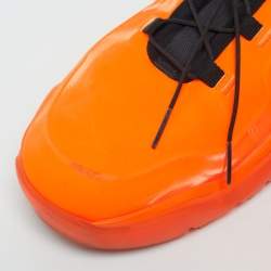 Pre Owned Louis Vuitton Millenium Size 44 Neon Orange Rubber Low Top Sneakers