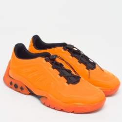 Pre Owned Louis Vuitton Millenium Size 44 Neon Orange Rubber Low Top Sneakers