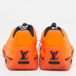 Pre Owned Louis Vuitton Millenium Size 44 Neon Orange Rubber Low Top Sneakers