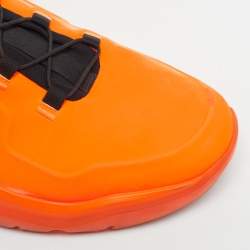 Pre Owned Louis Vuitton Millenium Size 44 Neon Orange Rubber Low Top Sneakers