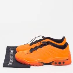 Pre Owned Louis Vuitton Millenium Size 44 Neon Orange Rubber Low Top Sneakers