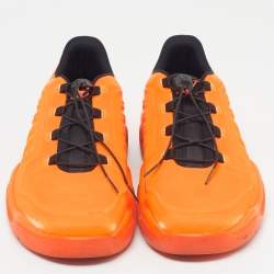 Pre Owned Louis Vuitton Millenium Size 44 Neon Orange Rubber Low Top Sneakers