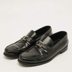 Pre Owned Louis Vuitton Major Size 43.5 Black/Grey Monogram Canvas and Leather Loafers