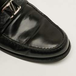 Pre Owned Louis Vuitton Major Size 43.5 Black/Grey Monogram Canvas and Leather Loafers