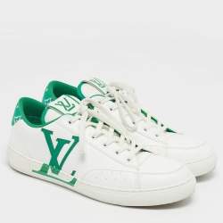 مملوكة مسبقًا Louis Vuitton Charlie Size 42.5 White/Green Leather Lace Up Sneakers