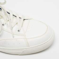 Pre Owned Louis Vuitton Charlie Size 42.5 White/Blue Fabric and Faux Leather Low Top Sneakers