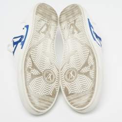 Pre Owned Louis Vuitton Charlie Size 42.5 White/Blue Fabric and Faux Leather Low Top Sneakers