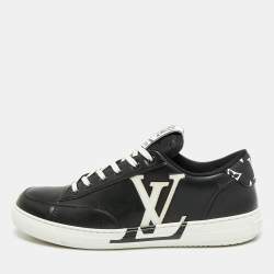 Pre Owned Louis Vuitton Charlie Size 42.5 Black Faux Leather Low Top Sneakers