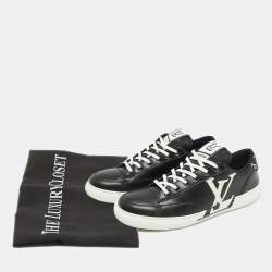 Pre Owned Louis Vuitton Charlie Size 42.5 Black Faux Leather Low Top Sneakers