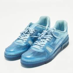 Pre Owned Louis Vuitton LV Trainer Size 45 Navy Blue PVC Lace Up Sneakers