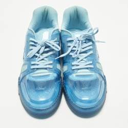 Pre Owned Louis Vuitton LV Trainer Size 45 Navy Blue PVC Lace Up Sneakers