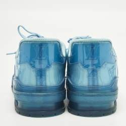 Pre Owned Louis Vuitton LV Trainer Size 45 Navy Blue PVC Lace Up Sneakers