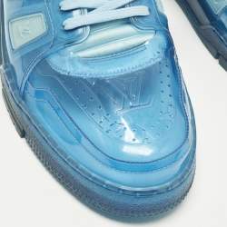 Pre Owned Louis Vuitton LV Trainer Size 45 Navy Blue PVC Lace Up Sneakers