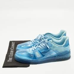 Pre Owned Louis Vuitton LV Trainer Size 45 Navy Blue PVC Lace Up Sneakers