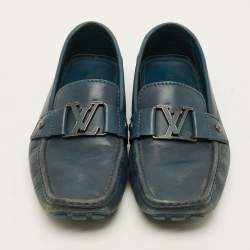 Pre Owned حذاء لوفرز لوي فيتون مونت كارلو جلد أزرق مقاس 42.5