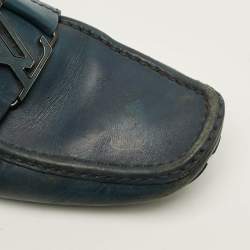 Pre Owned حذاء لوفرز لوي فيتون مونت كارلو جلد أزرق مقاس 42.5