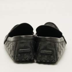 Pre Owned Louis Vuitton Hockenheim Size 43 Black Damier Leather Slip On Loafers