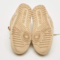 Pre Owned Louis Vuitton LV Trainer Size 40 Tan Knit Fabric and Raffia Lace Up Sneakers