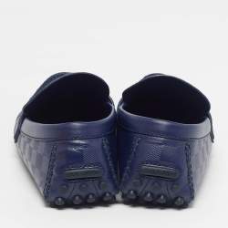 Pre Owned Louis Vuitton Hockenheim Size 45 Navy Blue Damier Infini Leather Loafers