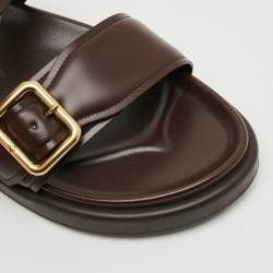 Pre Owned Louis Vuitton Venice Size 45 Dark Brown Leather Flat Slide