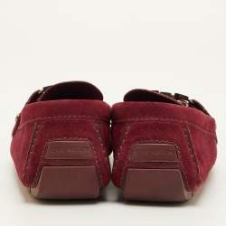 Pre Owned Louis Vuitton Monte Carlo Size 41 Dark Red Suede Slip On Loafers
