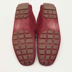 Pre Owned Louis Vuitton Monte Carlo Size 41 Dark Red Suede Slip On Loafers
