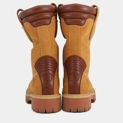 Pre Owned Louis Vuitton Timberland Lv X Timberland Collaboration Mid Boots Beige/Brown Nubuck Leather EU 42.5