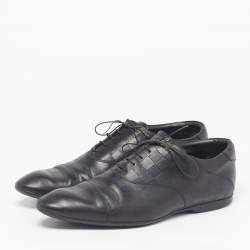 Pre Owned حذاء أوكسفوردز لوي فيتون جلد نقشة دامييه أسود برباط مقاس 43