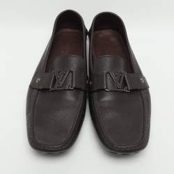 Pre Owned حذاء لوفرز لوي فيتون مونتي كارلو جلد لون برغندي داكن مقاس 42.5