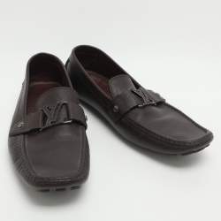 Pre Owned حذاء لوفرز لوي فيتون مونتي كارلو جلد لون برغندي داكن مقاس 42.5