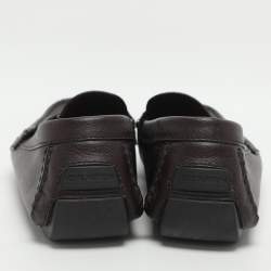 Pre Owned حذاء لوفرز لوي فيتون مونتي كارلو جلد لون برغندي داكن مقاس 42.5