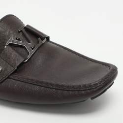 Pre Owned حذاء لوفرز لوي فيتون مونتي كارلو جلد لون برغندي داكن مقاس 42.5