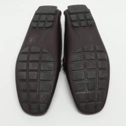 Pre Owned حذاء لوفرز لوي فيتون مونتي كارلو جلد لون برغندي داكن مقاس 42.5