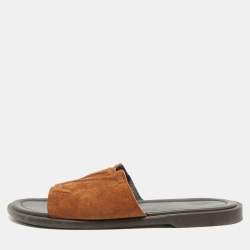 مملوكة مسبقًا Louis Vuitton LV Portofino Size 40.5 Brown Suede Flat Slide