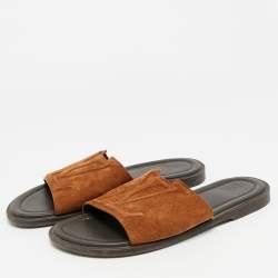 مملوكة مسبقًا Louis Vuitton LV Portofino Size 40.5 Brown Suede Flat Slide