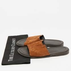 مملوكة مسبقًا Louis Vuitton LV Portofino Size 40.5 Brown Suede Flat Slide