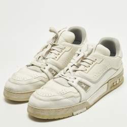 مملوكة مسبقًا Louis Vuitton LV Trainer Size 45 White Leather Lace Up Sneakers
